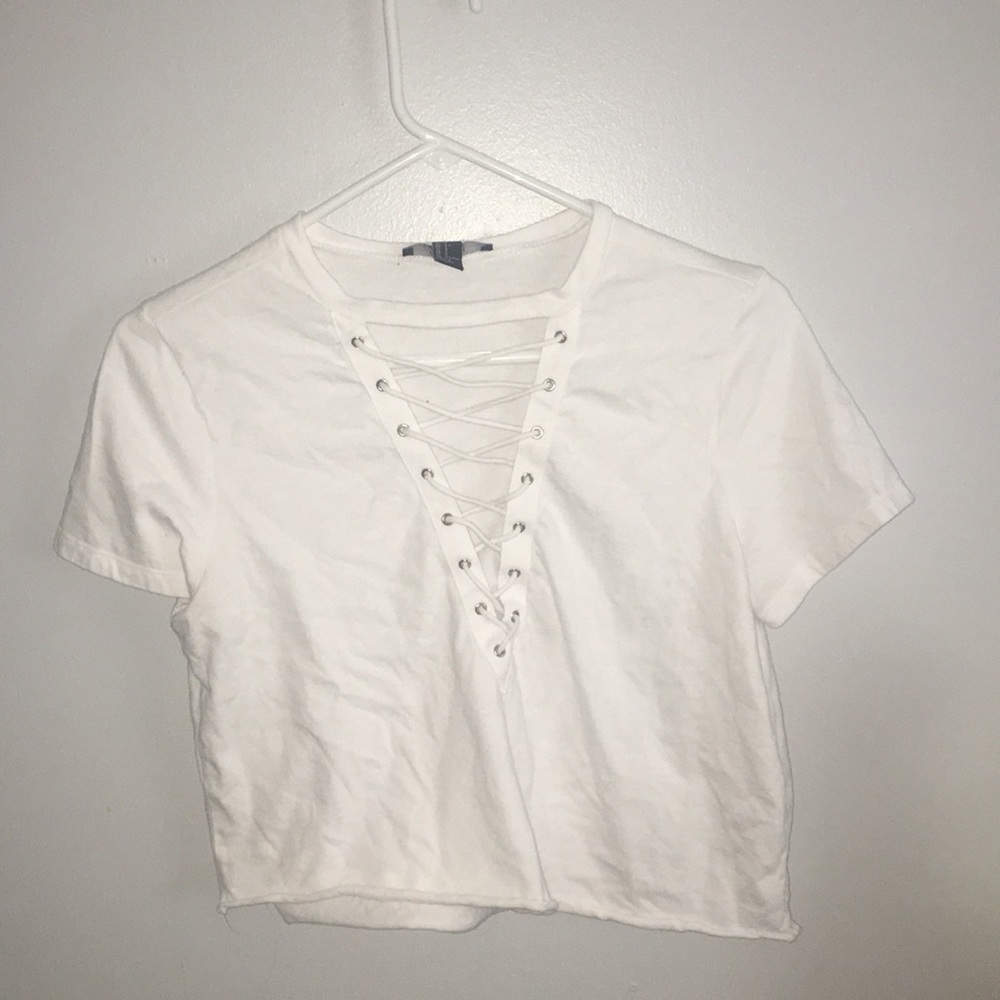 Lace Up White Crop Top